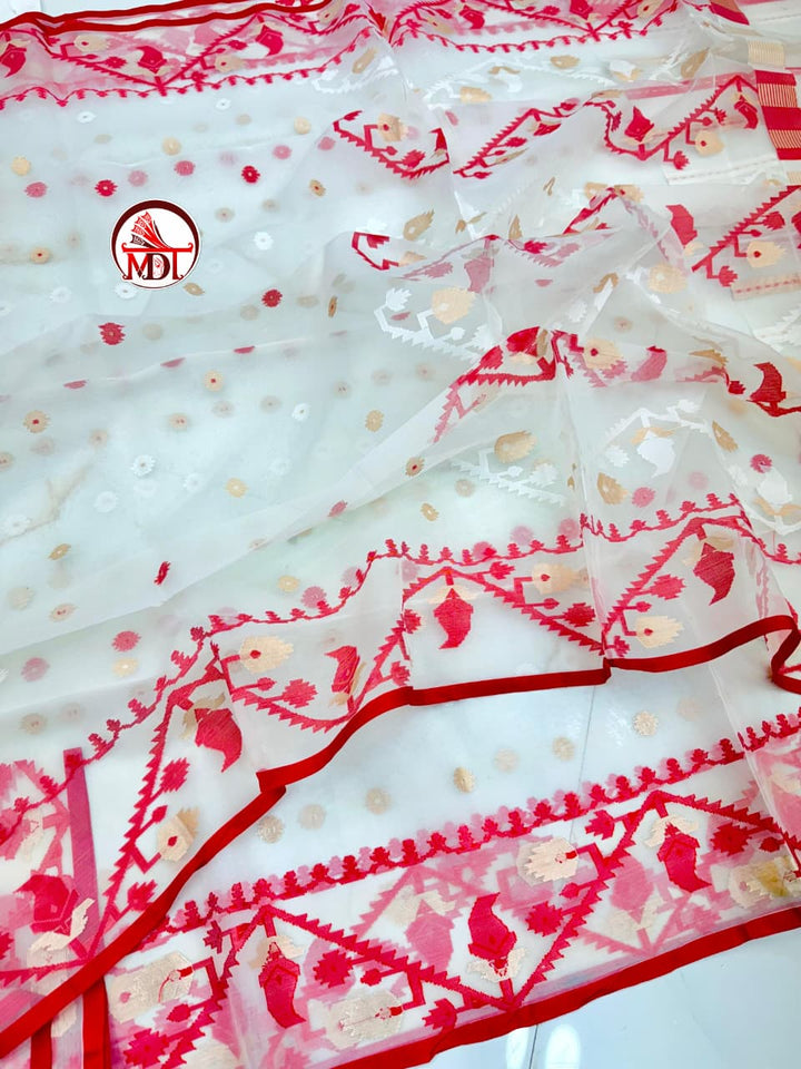 Canvas of Bengal Organza Muslin Jamdani Saree