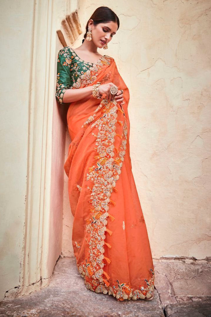 Spring Jasmine Organza Saree