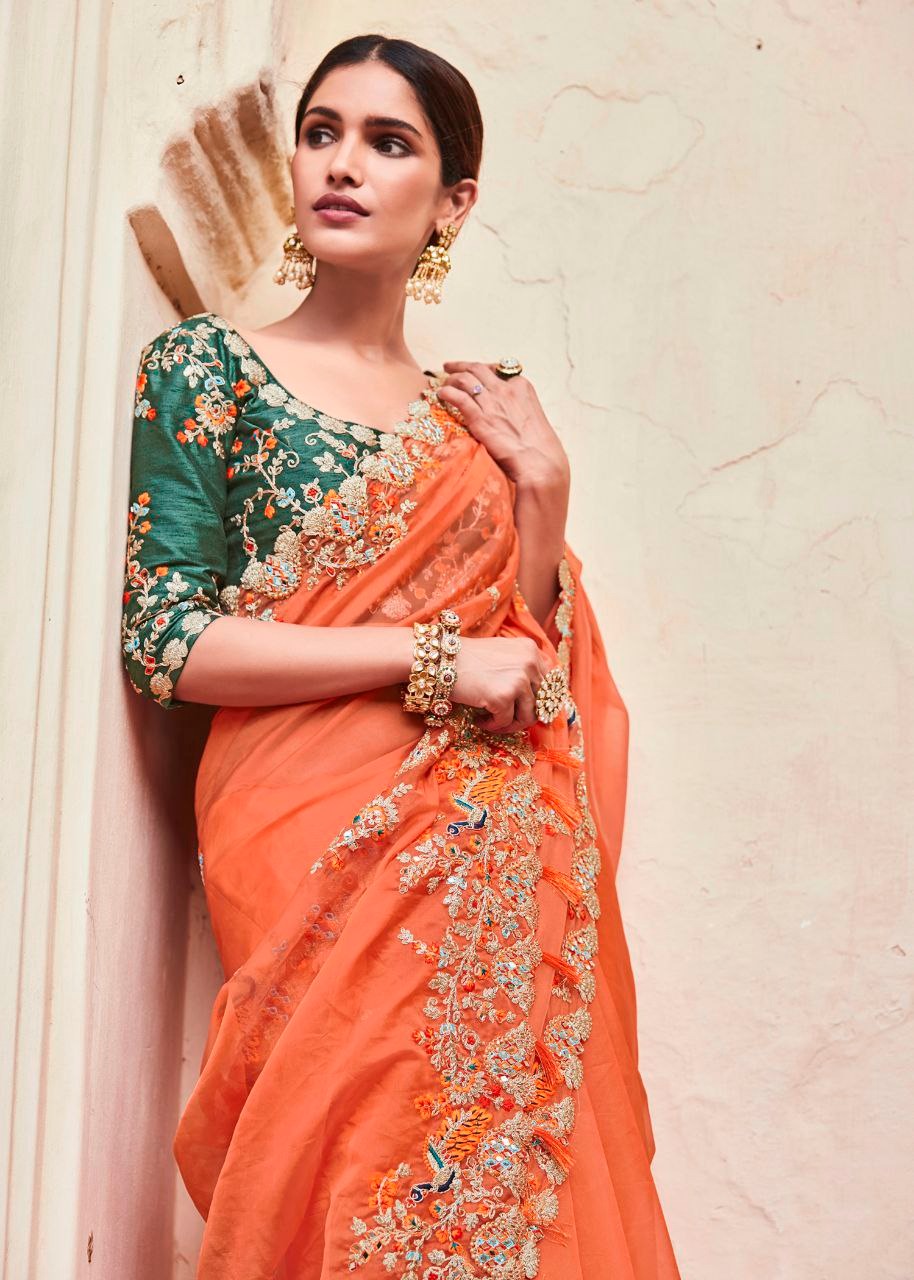 Spring Jasmine Organza Saree