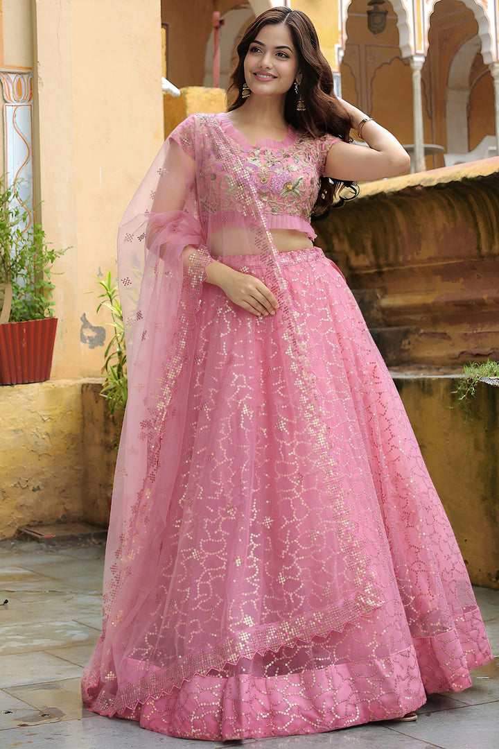 Princess’ Promise Pink Designer Net Lehenga