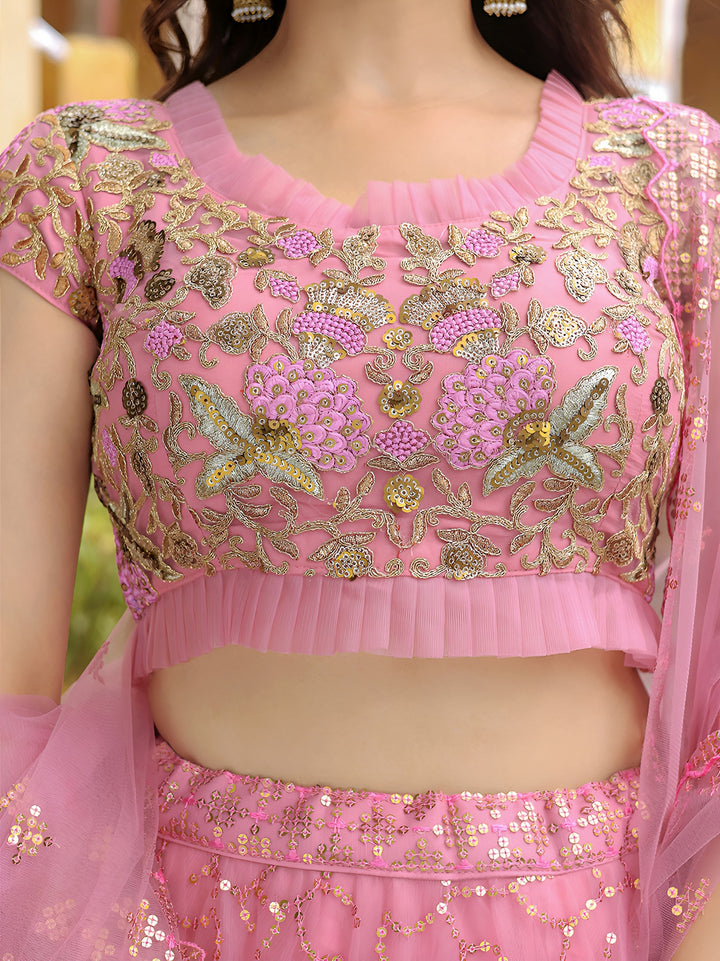 Princess’ Promise Pink Designer Net Lehenga