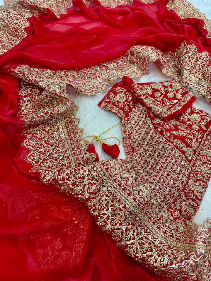 Red Sindoor Saaz Fancy Satin Silk Saree