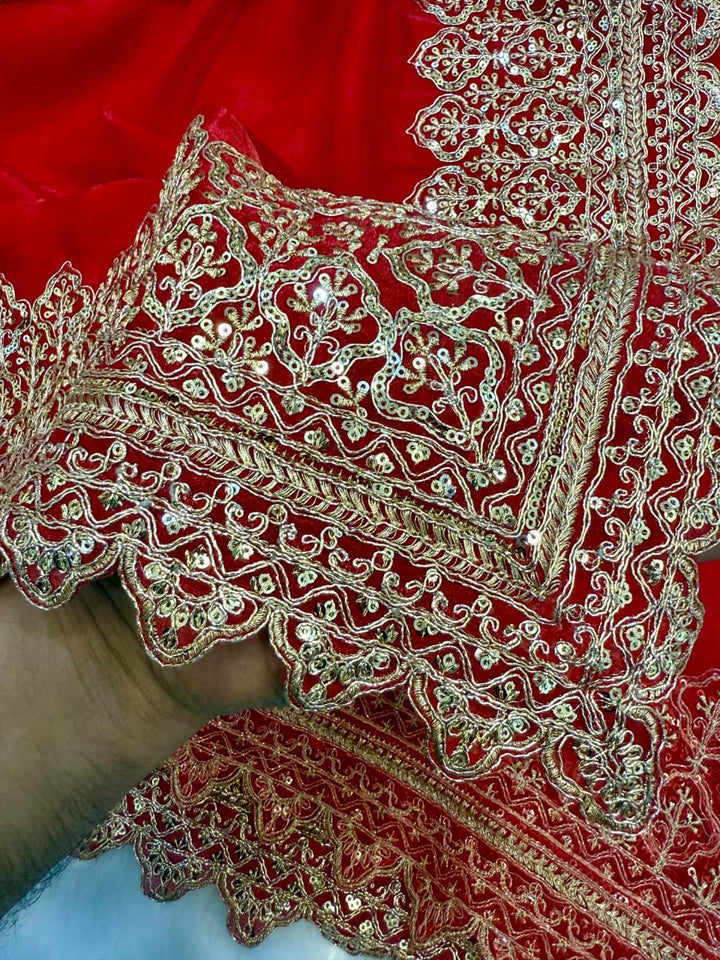 Red Sindoor Saaz Fancy Satin Silk Saree