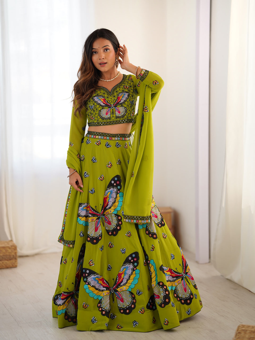 Satrangi Pankh Georgette Lehenga