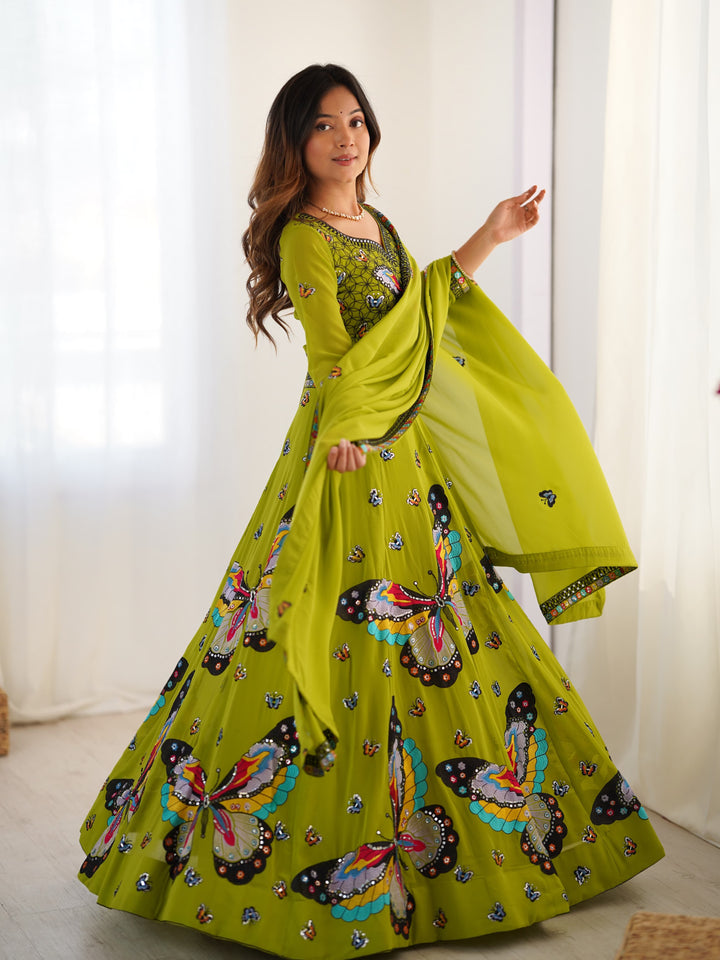 Satrangi Pankh Georgette Lehenga