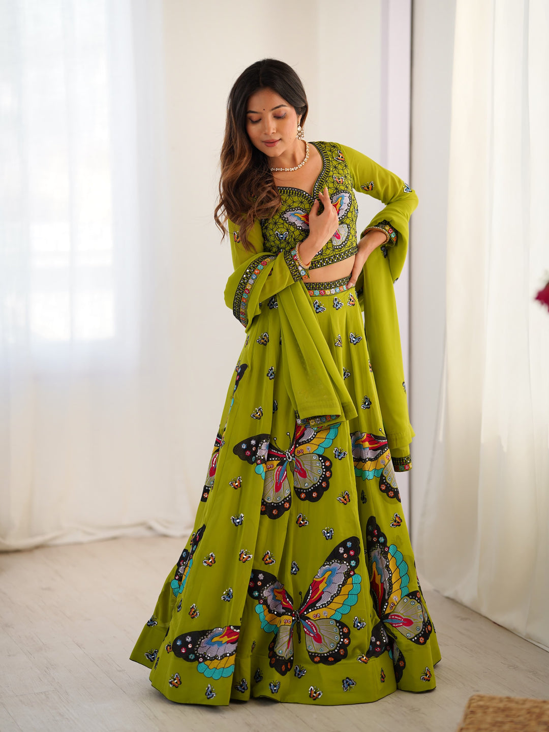 Satrangi Pankh Georgette Lehenga