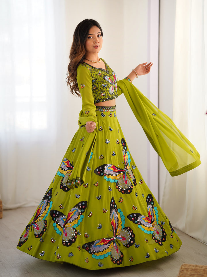 Satrangi Pankh Georgette Lehenga