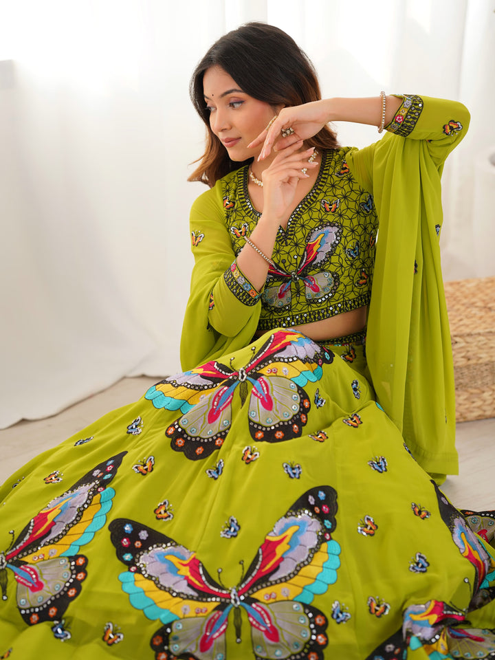 Satrangi Pankh Georgette Lehenga