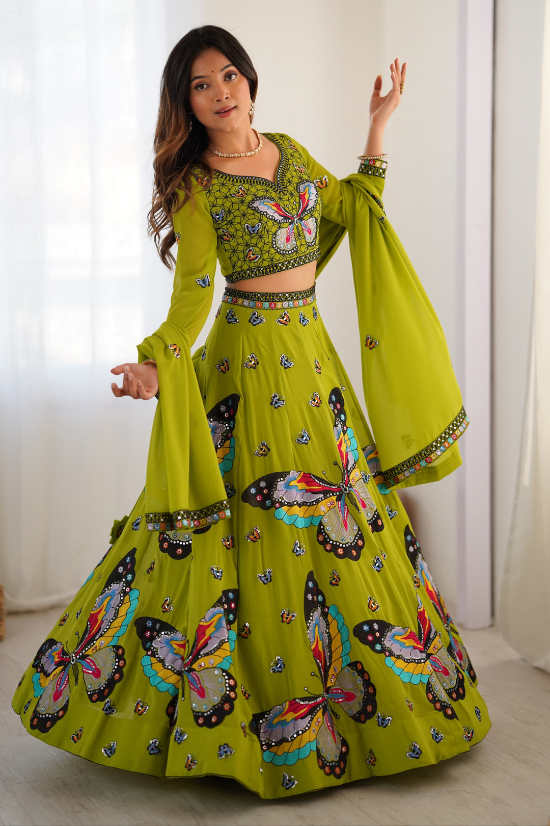 Satrangi Pankh Georgette Lehenga