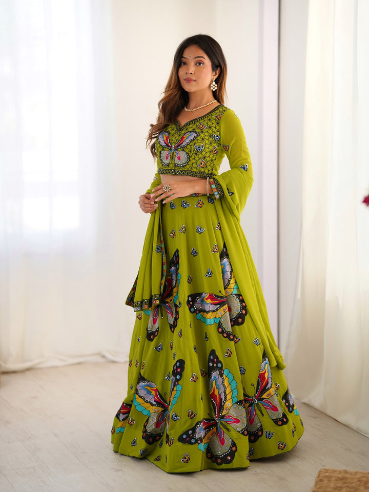 Satrangi Pankh Georgette Lehenga
