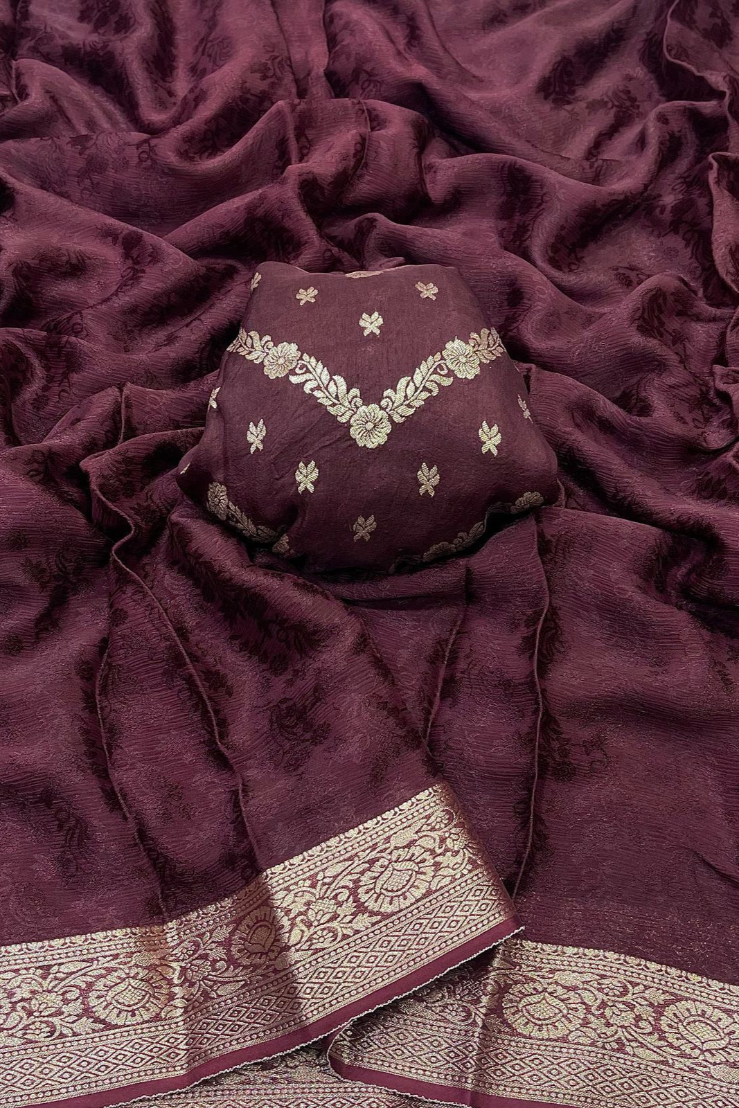 Fallen Flowers Chinnon Silk Saree