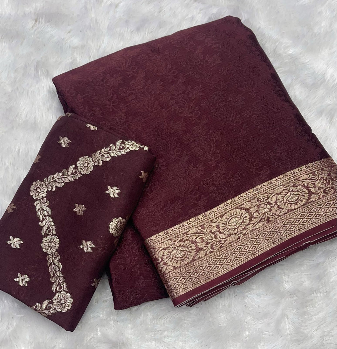 Fallen Flowers Chinnon Silk Saree