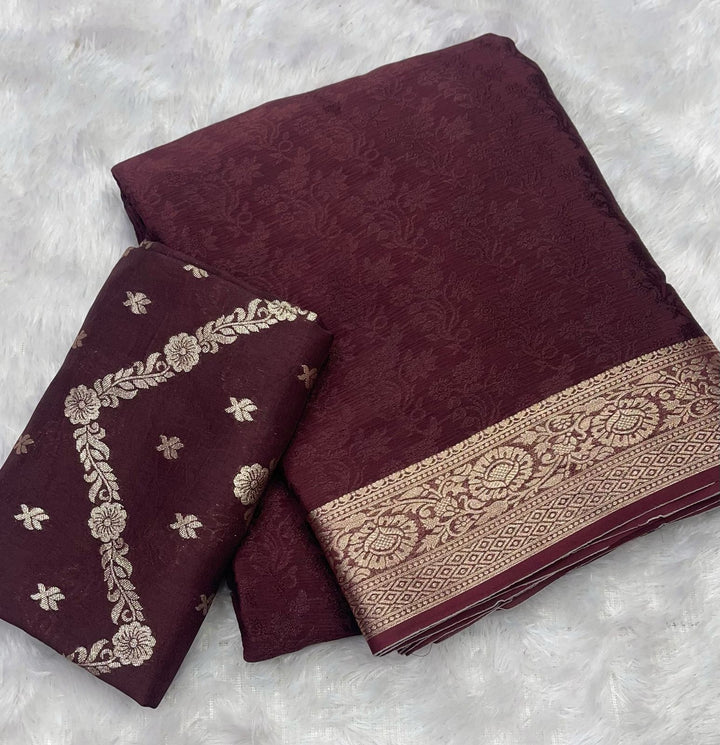 Fallen Flowers Chinnon Silk Saree