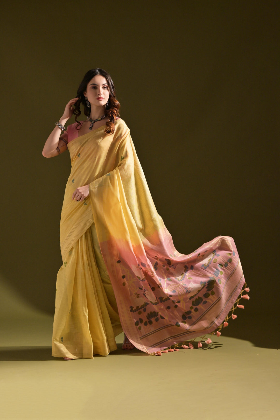 Sunehri Panna Muga Cotton Saree