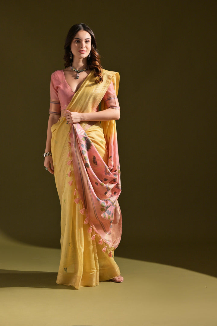 Sunehri Panna Muga Cotton Saree
