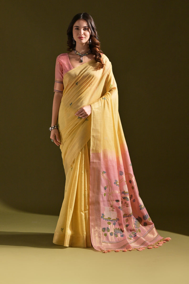 Sunehri Panna Muga Cotton Saree