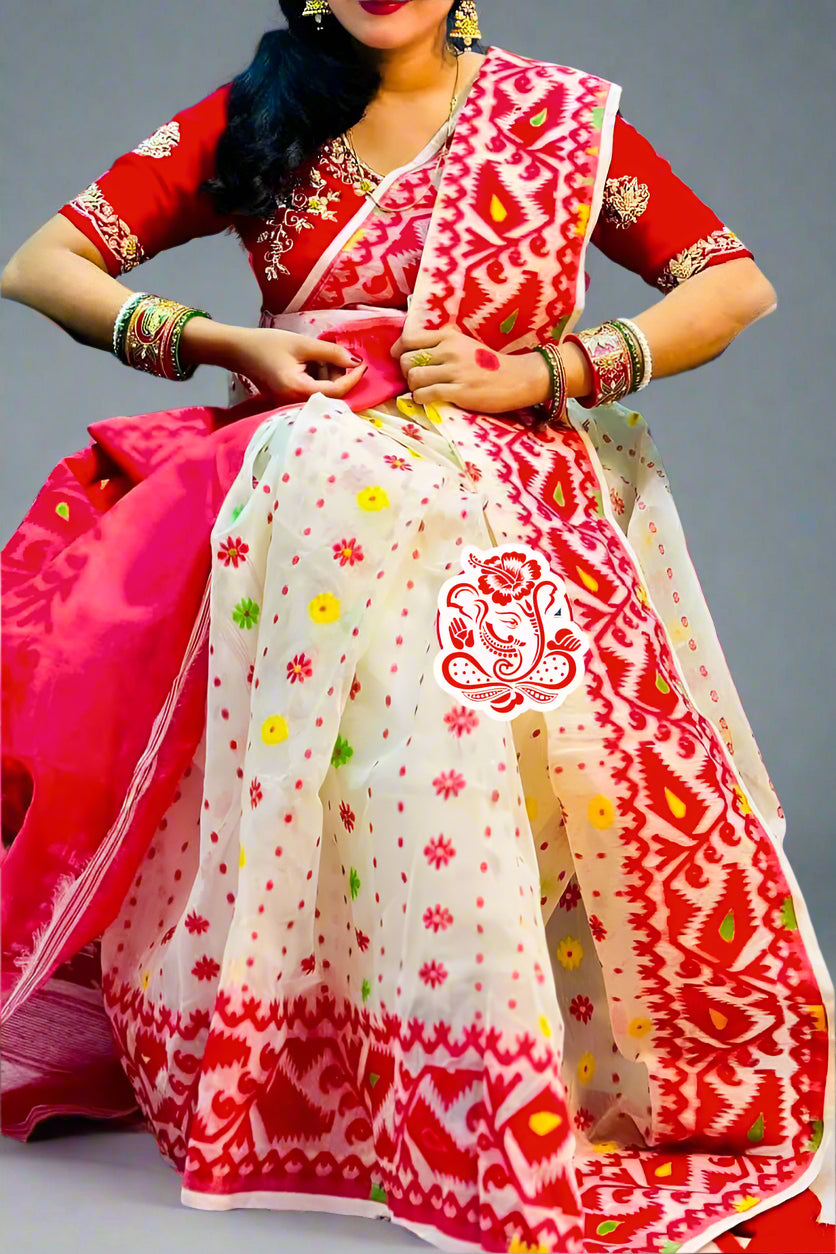 Gouri’s Grace Dhakai Jamdani Saree