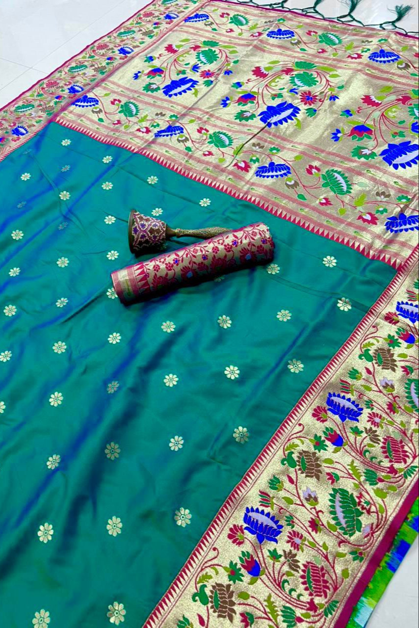 Prabhat Dhun Kanchivaram Paithani Silk Saree
