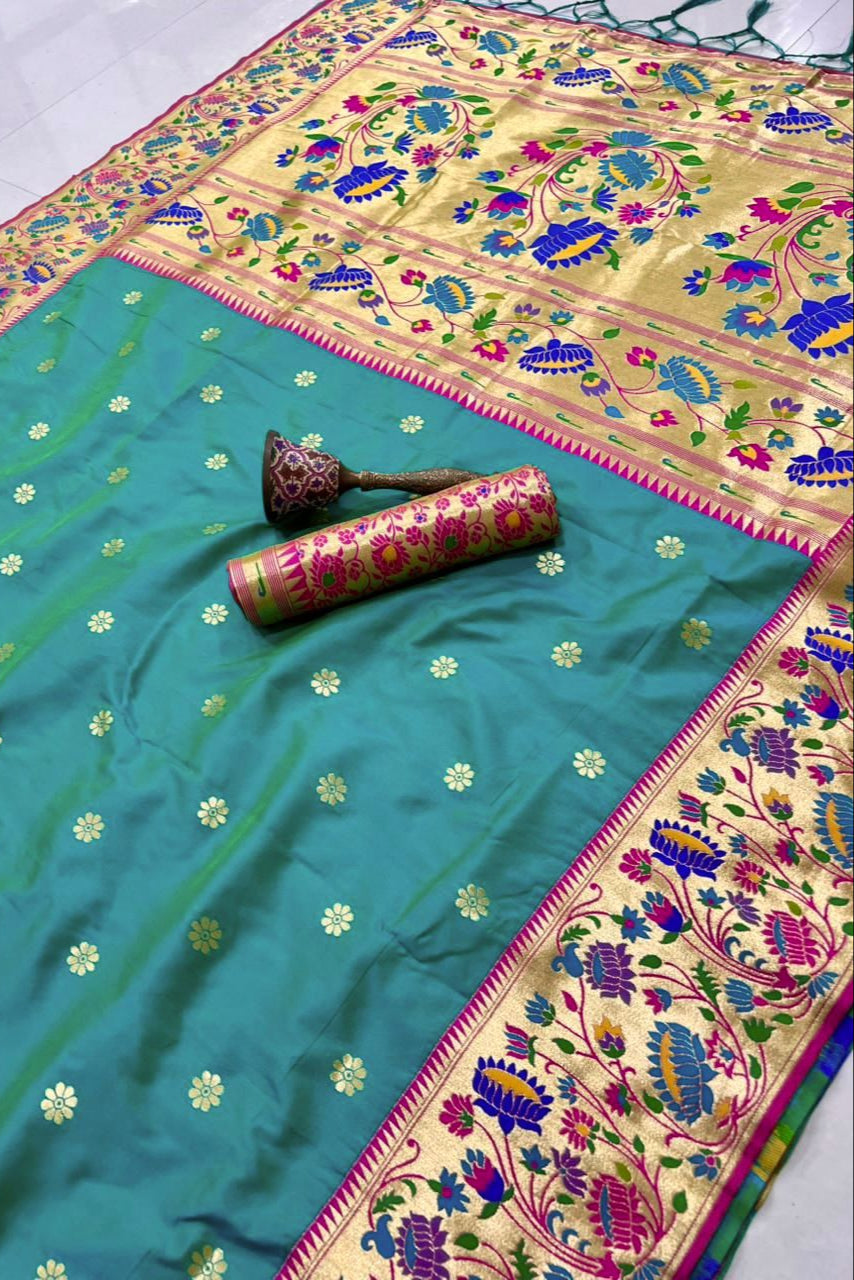 Prabhat Dhun Kanchivaram Paithani Silk Saree