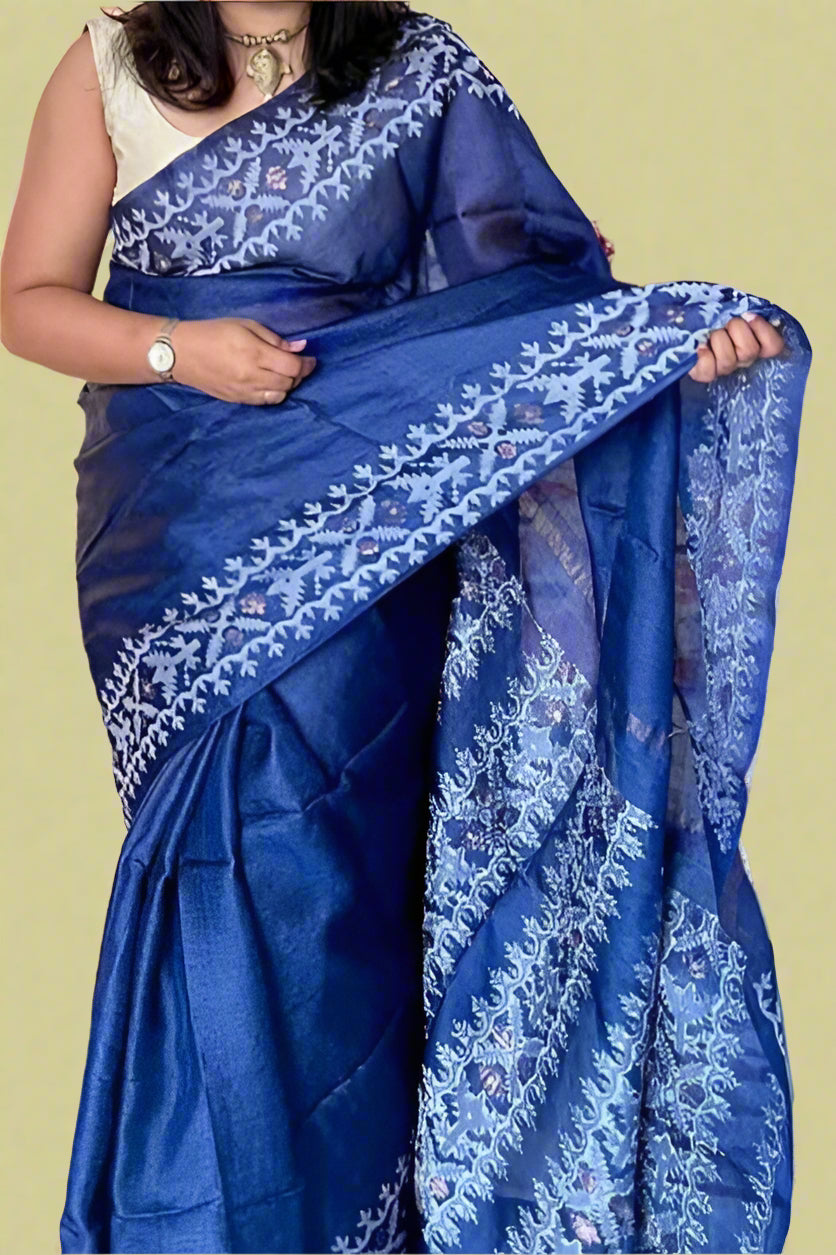 Swapnadoot Gachi Tussar Jamdani Saree