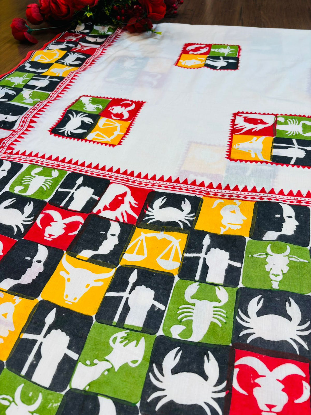 Whats Your Rashi- Block Print Cotton Saree