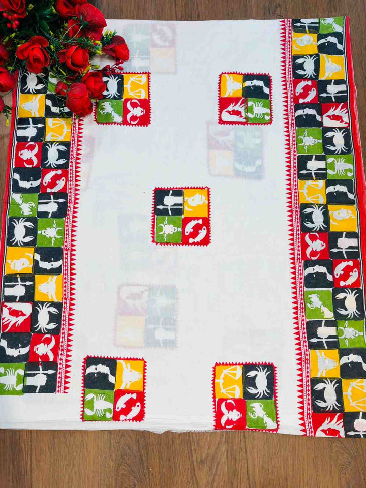 Whats Your Rashi- Block Print Cotton Saree