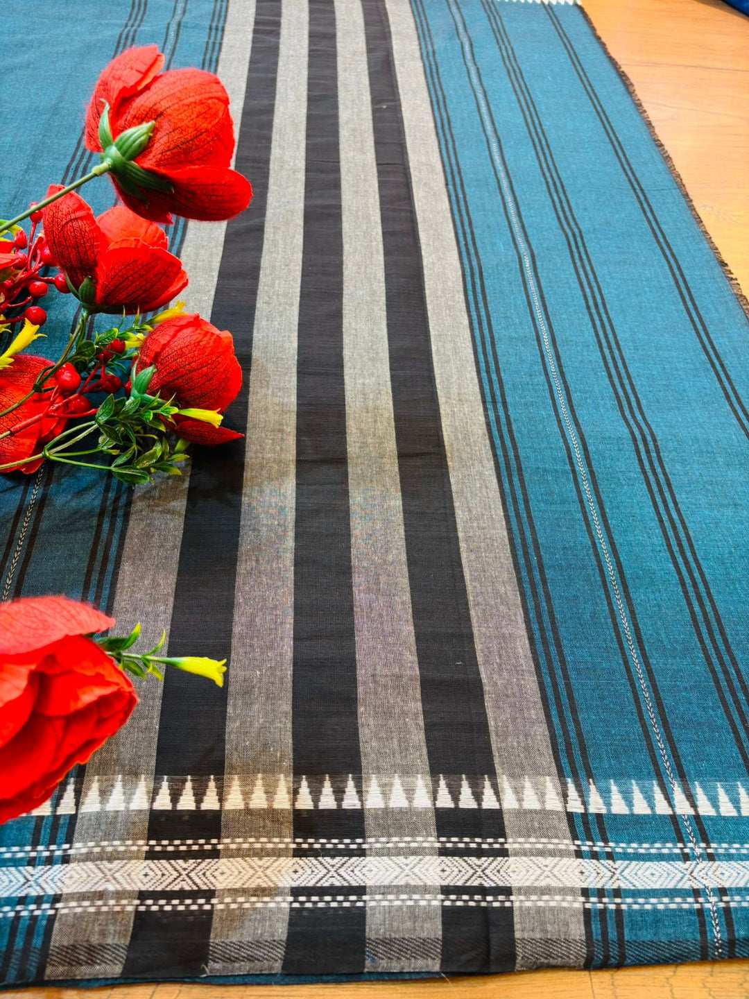 Blue Fantasy Khadi Cotton Saree