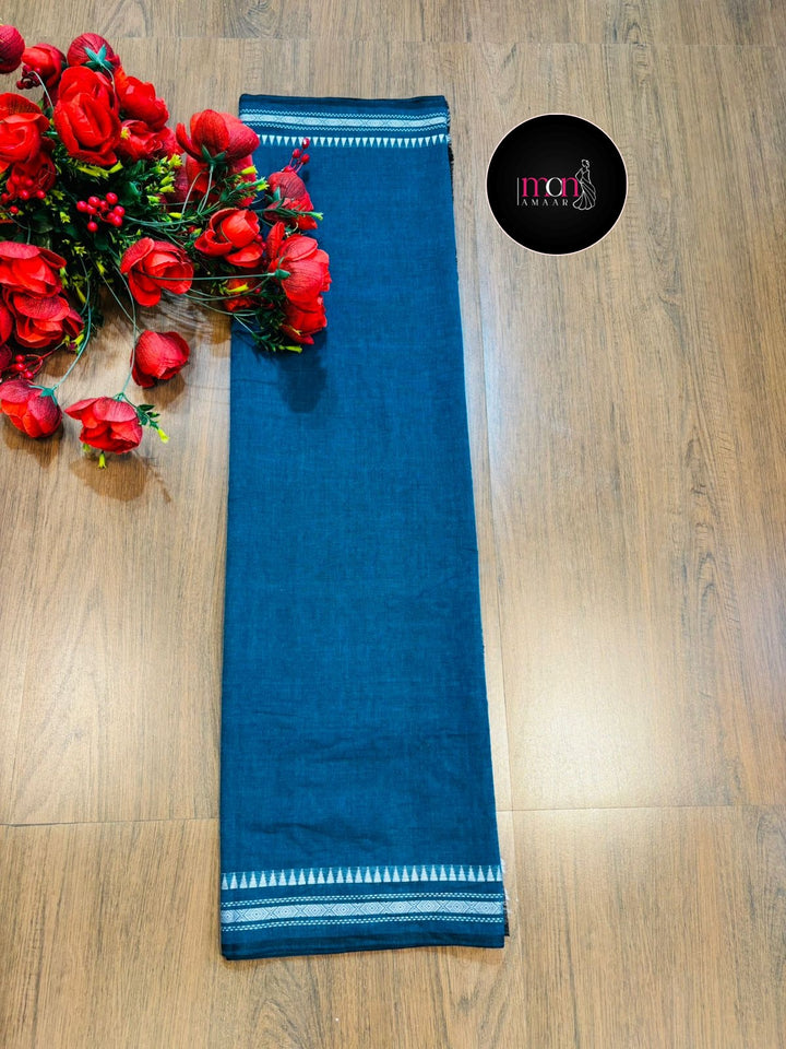 Blue Fantasy Khadi Cotton Saree