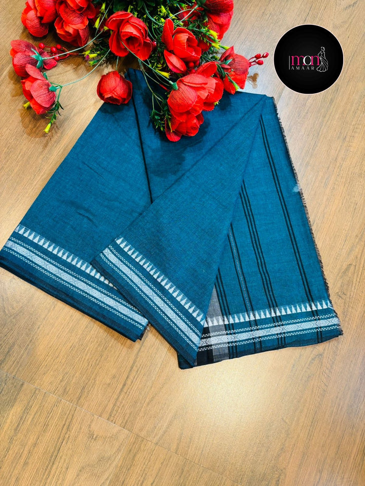 Blue Fantasy Khadi Cotton Saree