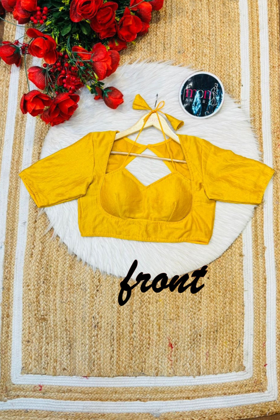 Yellow Masaba Style Vichitra Silk Blouse