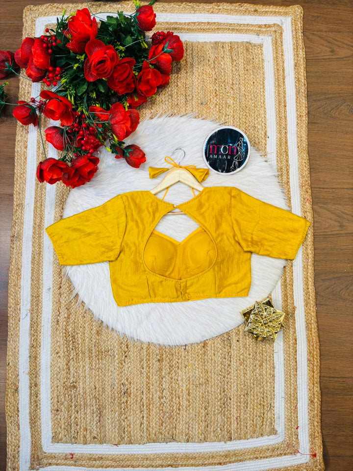 Yellow Masaba Style Vichitra Silk Blouse