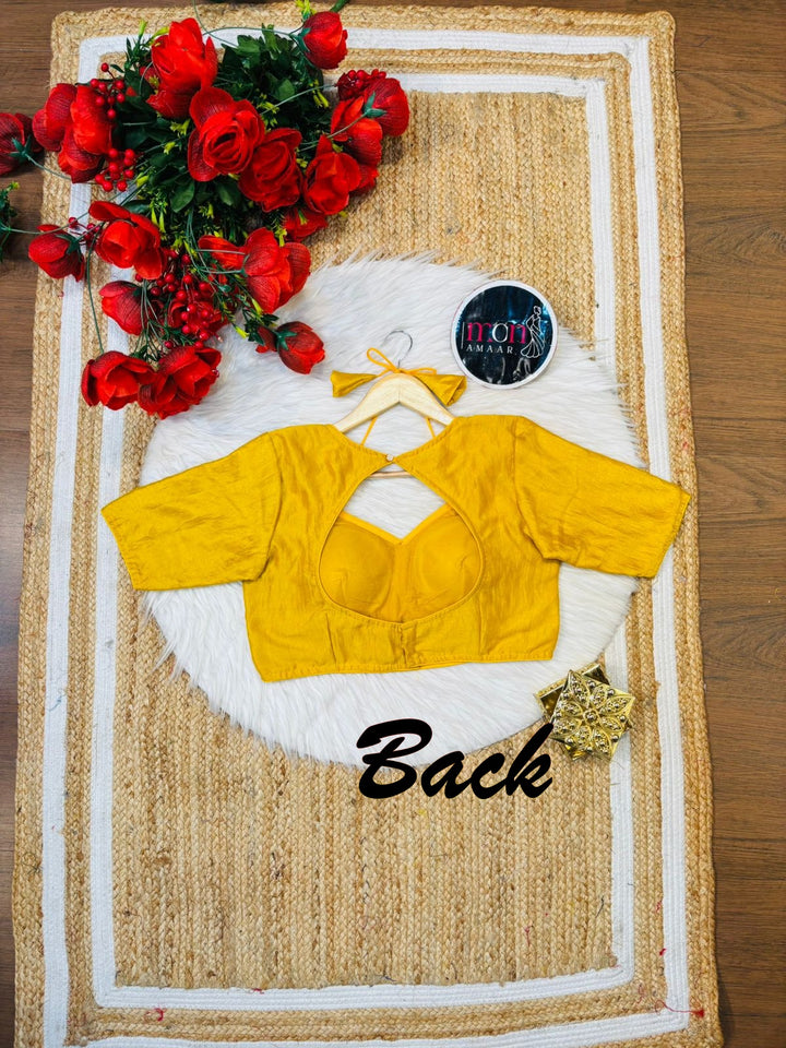 Yellow Masaba Style Vichitra Silk Blouse