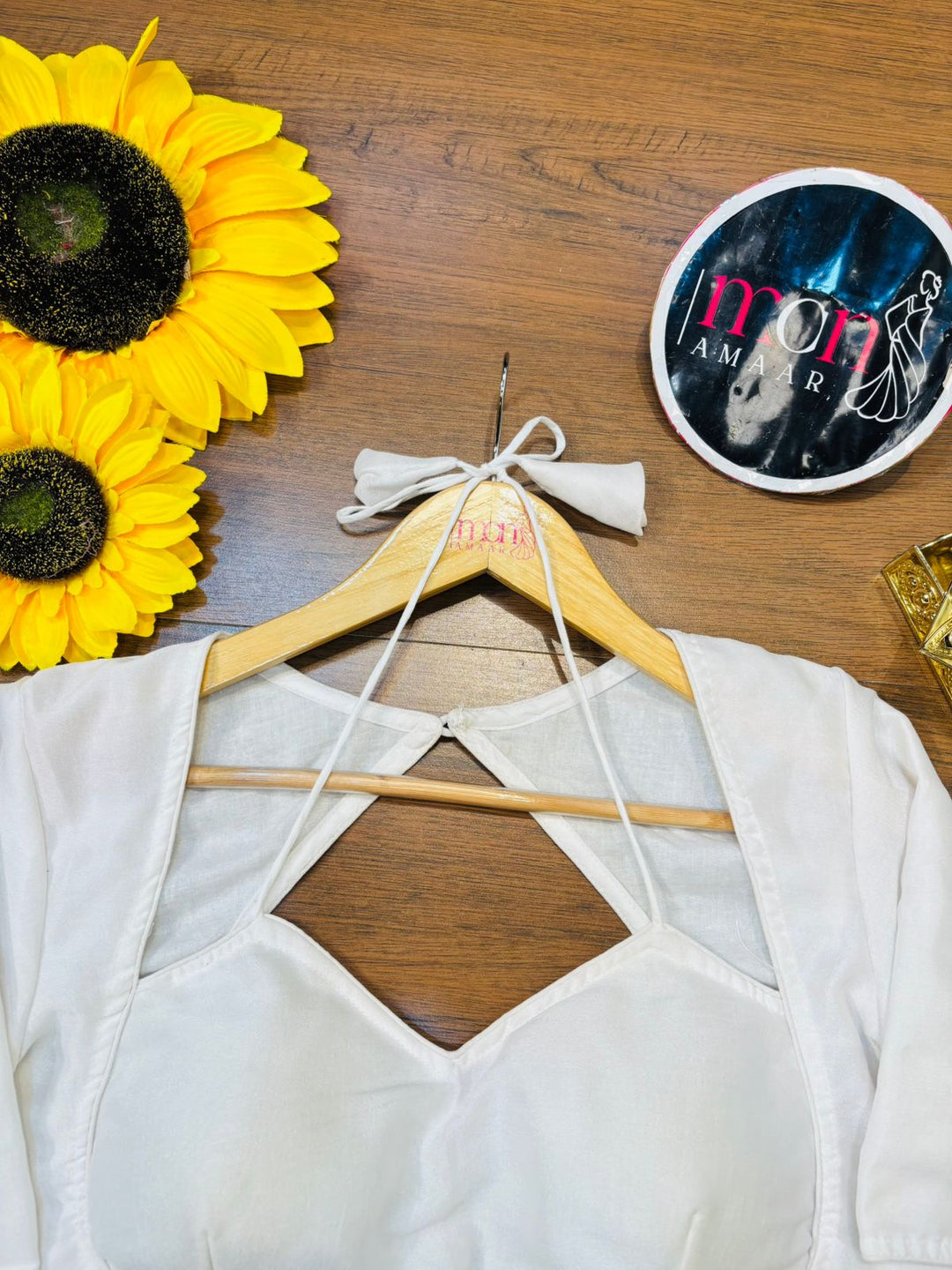 White Masaba Style Vichitra Silk Blouse