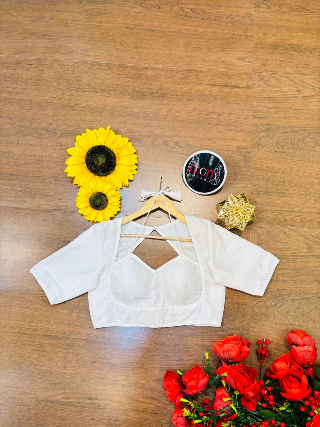 White Masaba Style Vichitra Silk Blouse