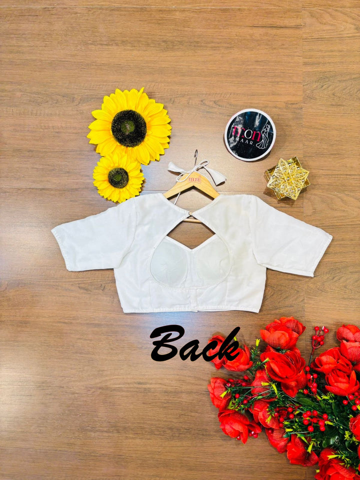 White Masaba Style Vichitra Silk Blouse