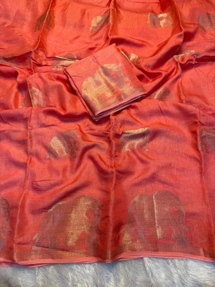 Radiant Morning Viscose Jute khadi Saree