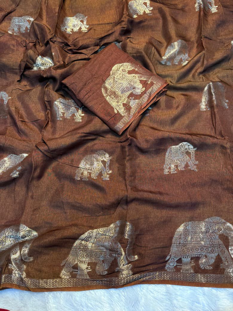 Radiant Morning Viscose Jute khadi Saree