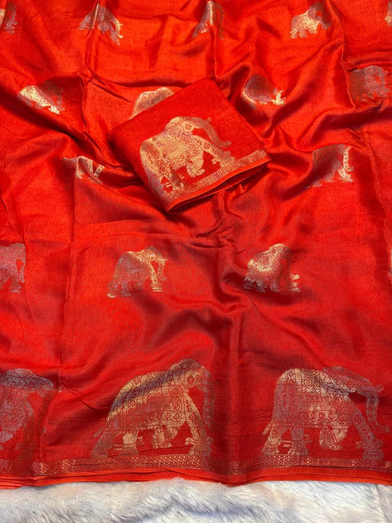 Radiant Morning Viscose Jute khadi Saree