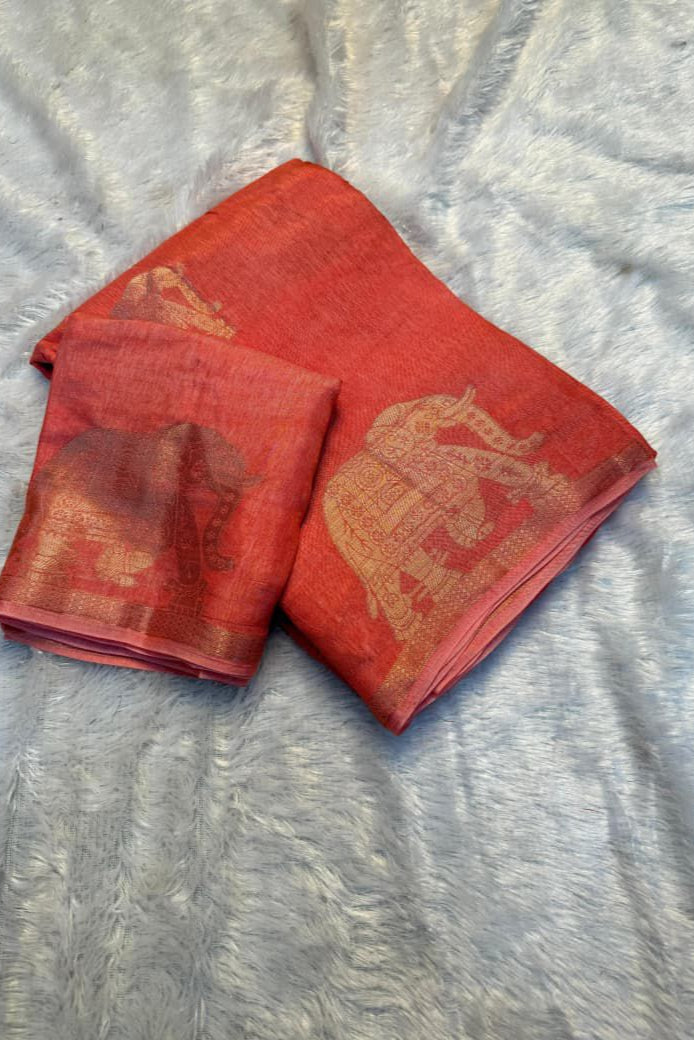 Radiant Morning Viscose Jute khadi Saree