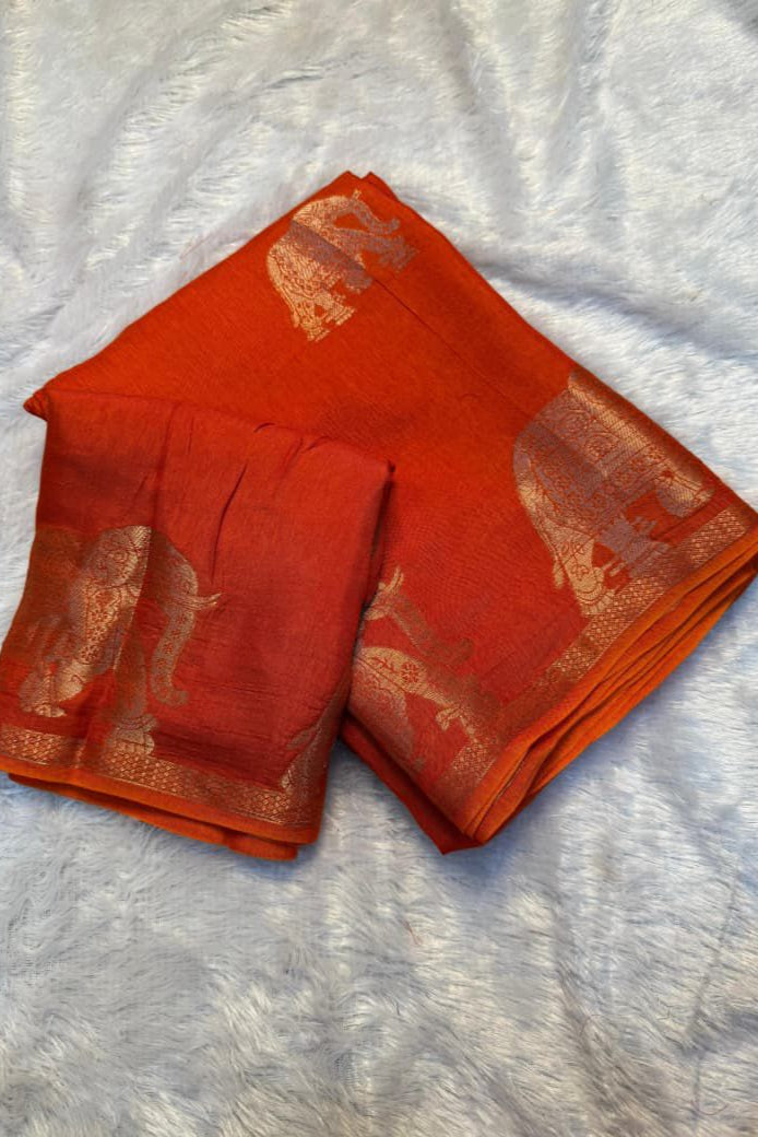 Radiant Morning Viscose Jute khadi Saree