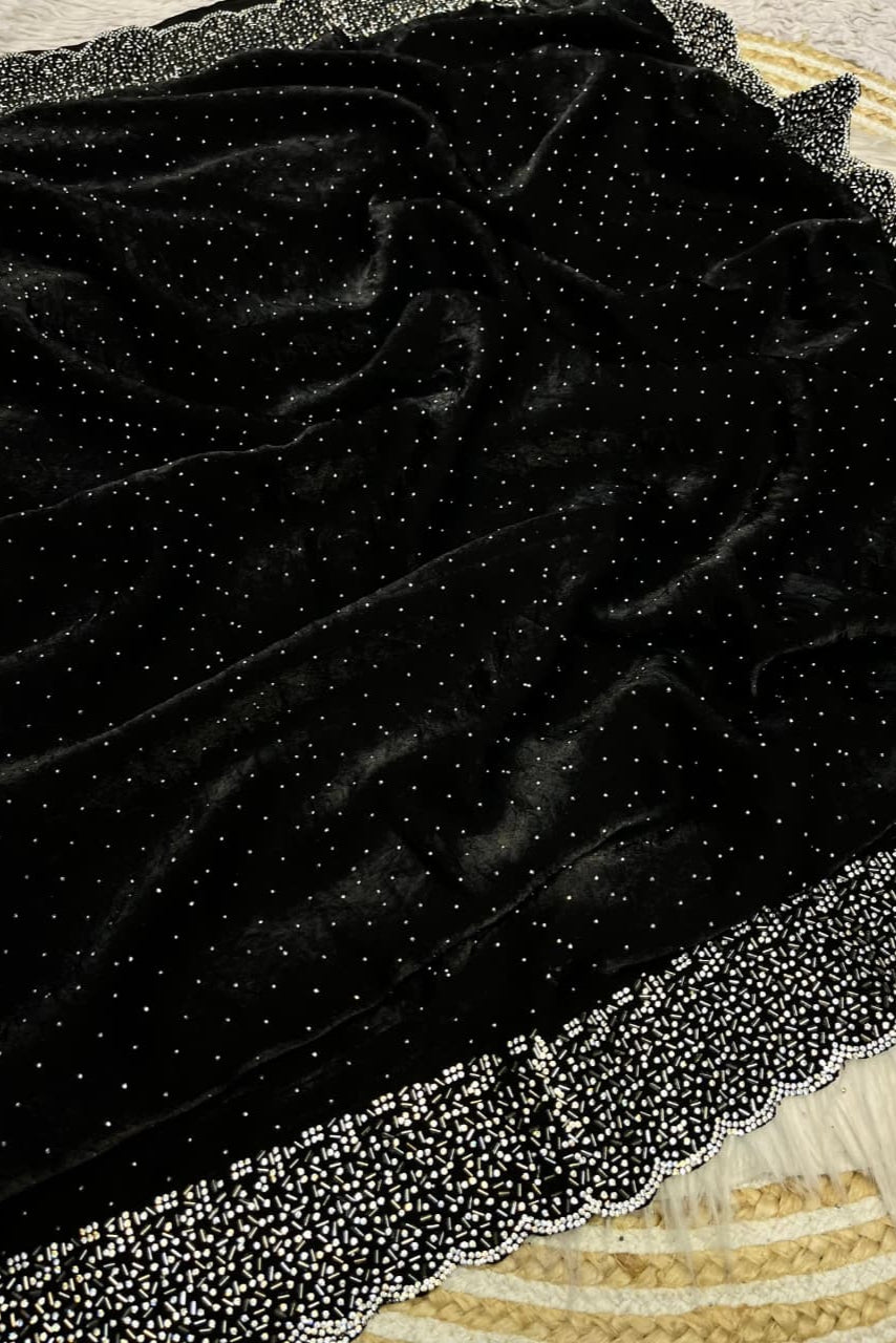 Smiling Sunflower Fancy Black Silk Saree
