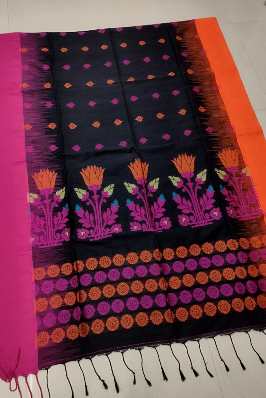Teesta Tarangini Cotton Ikkat Banarasi Saree