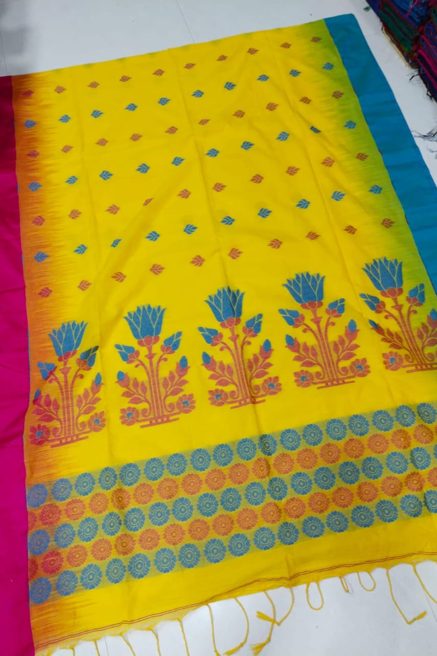 Teesta Tarangini Cotton Ikkat Banarasi Saree