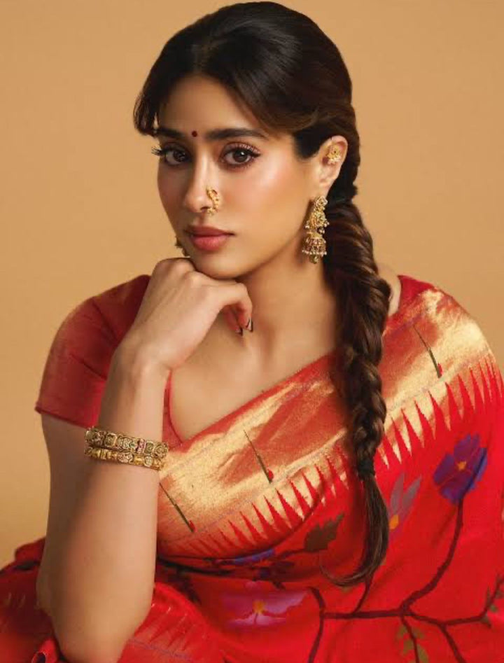 Actress Janhvi Kapoor Inspired Kanchivaram Paithani Silk Saree