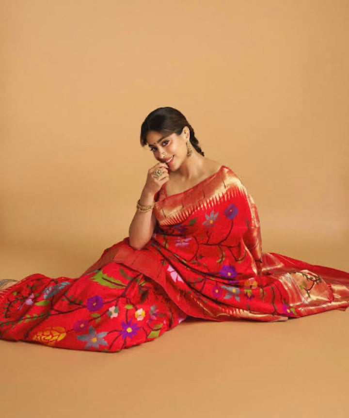 Actress Janhvi Kapoor Inspired Kanchivaram Paithani Silk Saree
