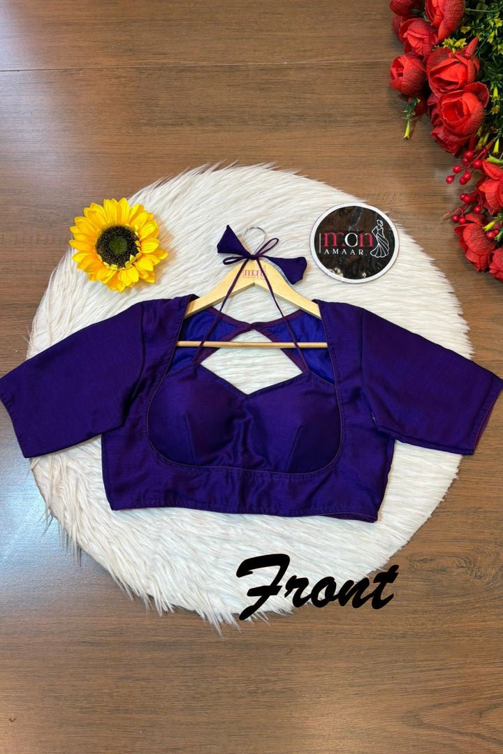 Purple Masaba Style Vichitra Silk Blouse