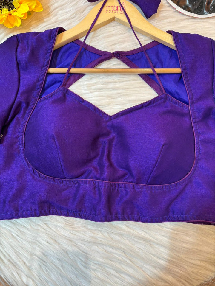 Purple Masaba Style Vichitra Silk Blouse