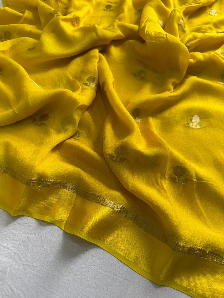 Ripples of Meghna Yellow Jute Viscose Saree