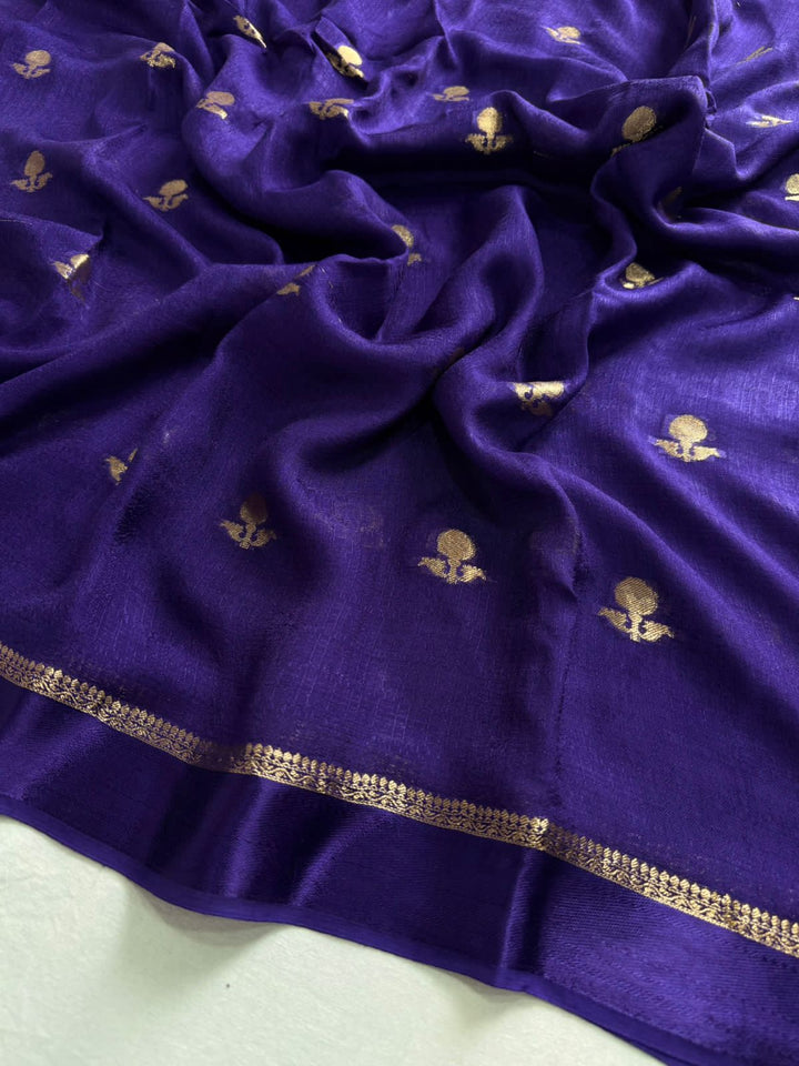 Ripples of Meghna Blue Jute Viscose Saree