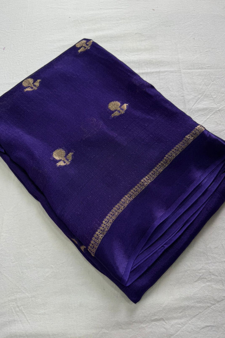 Ripples of Meghna Blue Jute Viscose Saree